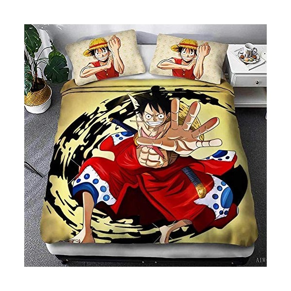 WFKLLL Parure De Lit One Piece avec Housse De Couette, 1 Et 2 Personnes Anime, Drap De Lit pour Enfants, Garçons, Filles Sty
