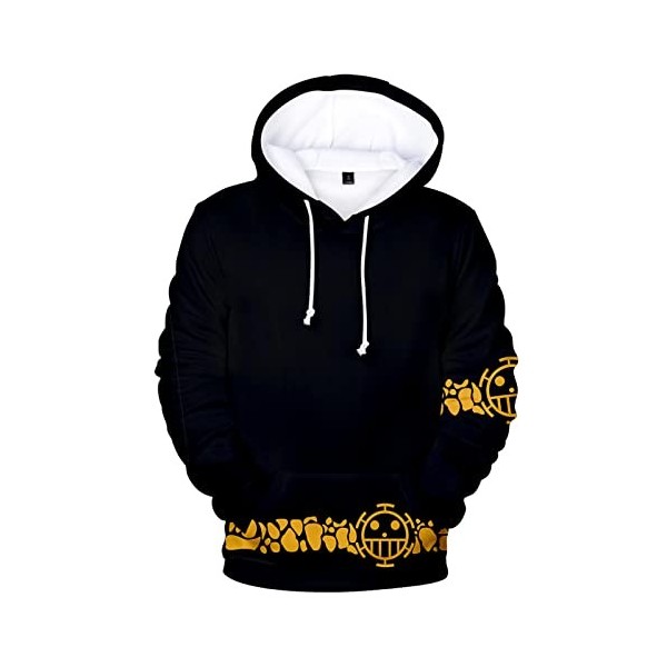 Anime One Piece Trafalgar Law Cosplay Sweat À Capuche 3D Imprimé Pull Sweat Manteau