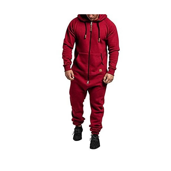 Unisexe Polaire Onesies Pyjamas À Capuche One Piece Pyjamas Loungewear Body Combinaison Solide Chaud Hiver