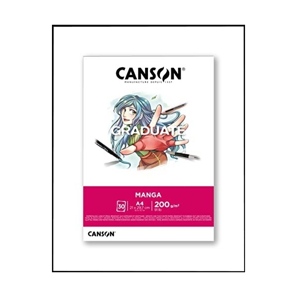 CANSON Graduate Manga - Bloc 30 feuilles A4-200g/m² - Blanc