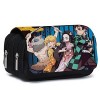 Demon Slayer Trousse à crayons dessin animé étudiant grande capacité Sac décole pour garçons et filles, style 1, Noir 1, Tro
