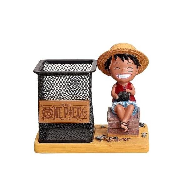 Qiuerte Luffy Pot à crayons Luffy, décorations de bureau créatives pour homme, garçon, fille, boîte de rangement pour papeter