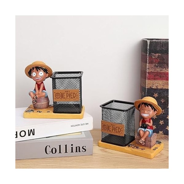 Qiuerte Luffy Pot à crayons Luffy, décorations de bureau créatives pour homme, garçon, fille, boîte de rangement pour papeter