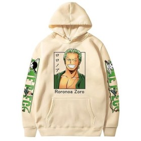 Anime One Piece Roronoa Zoro Imprimé Sweat À Capuche pour Homme Harajuku Streetwear Sweat Mode Décontracté Pull À Capuche Cos