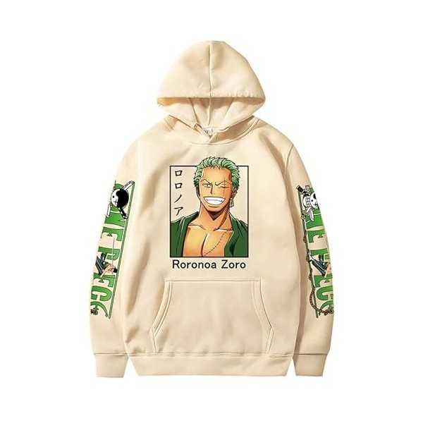 Anime One Piece Roronoa Zoro Imprimé Sweat À Capuche pour Homme Harajuku Streetwear Sweat Mode Décontracté Pull À Capuche Cos