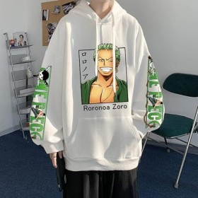 Anime One Piece Roronoa Zoro Imprimé Sweat À Capuche pour Homme Harajuku Streetwear Sweat Mode Décontracté Pull À Capuche Cos