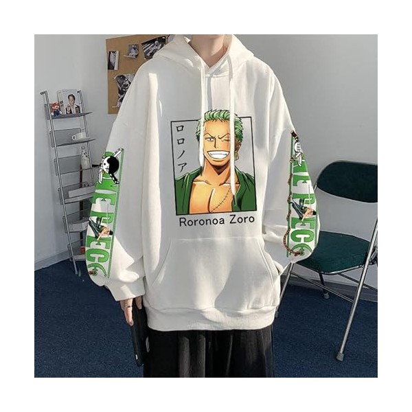 Anime One Piece Roronoa Zoro Imprimé Sweat À Capuche pour Homme Harajuku Streetwear Sweat Mode Décontracté Pull À Capuche Cos