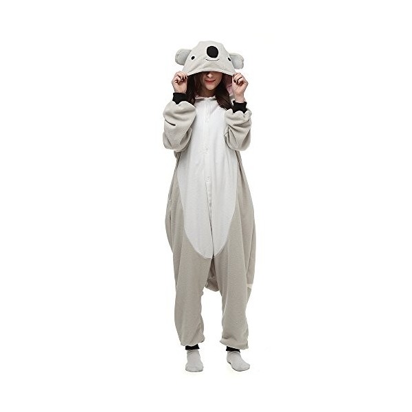 Silver_river Unisex Adult Kigurumi Koala Pajamas Animal Onesie One Piece Cosplay Costume Halloween Nightwear Jumpsuit Hoodies