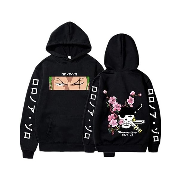 One Piece Anime Sweat À Capuche Roronoa Zoro Imprimer Vintage Hauts Pullover À Manches Longues Lâche Casual Mode Unisexe Swea