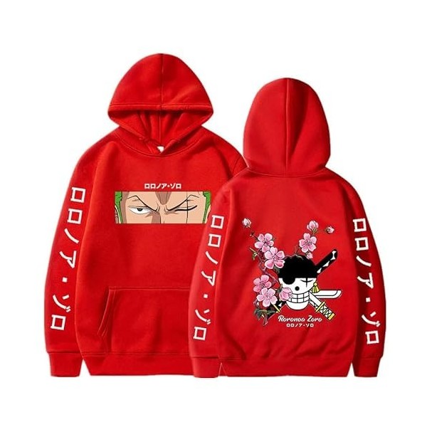 One Piece Anime Sweat À Capuche Roronoa Zoro Imprimer Vintage Hauts Pullover À Manches Longues Lâche Casual Mode Unisexe Swea