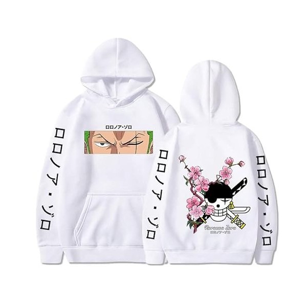 One Piece Anime Sweat À Capuche Roronoa Zoro Imprimer Vintage Hauts Pullover À Manches Longues Lâche Casual Mode Unisexe Swea