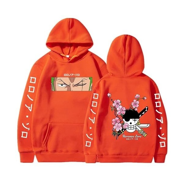 One Piece Anime Sweat À Capuche Roronoa Zoro Imprimer Vintage Hauts Pullover À Manches Longues Lâche Casual Mode Unisexe Swea