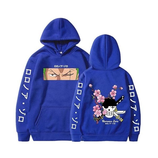 One Piece Anime Sweat À Capuche Roronoa Zoro Imprimer Vintage Hauts Pullover À Manches Longues Lâche Casual Mode Unisexe Swea