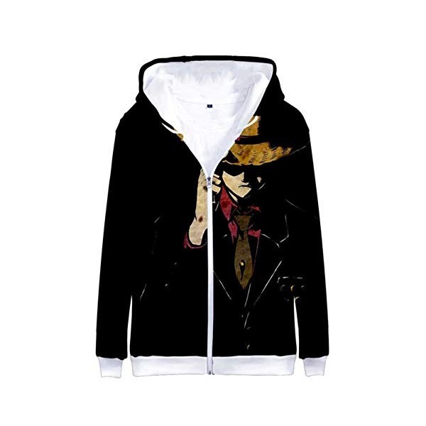 WANHONGYUE Anime One Piece Luffy Impression 3D Hoodie Jacket Sweats à Capuche Adulte Cosplay Zippé Sweatshirt Manteau Veste 5