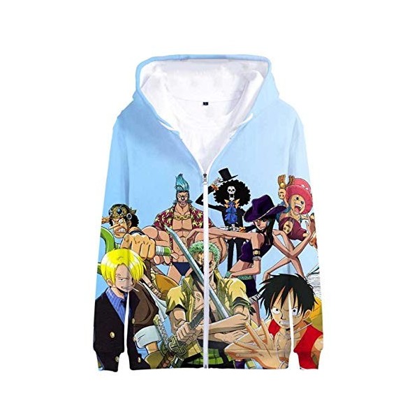 WANHONGYUE Anime One Piece Luffy Impression 3D Hoodie Jacket Sweats à Capuche Adulte Cosplay Zippé Sweatshirt Manteau Veste 5