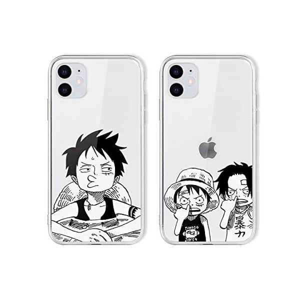 2 Pièces Coque pour iPhone 15 Pro Max 6.7, Case Anime Luffy Gear 5 Nika Zoro Manga Design Motif Protection Housse Étui de T