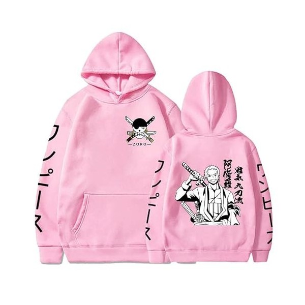 Anime One Piece Hoodies Roronoa Zoro Print Pull Casual Sweat À Capuche Hauts À Manches Longues pour Hommes