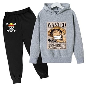 2022 Anime One Piece Enfants Survêtements Ensemble Luffy Sweat À Capuche Top Casual Pull À Capuche et Joggers Pantalons pour 