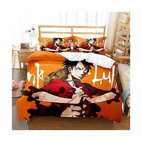 LKFFHAVD - Parure de lit Anime One Piece - Parure de lit Luffy - Housse de couette - Impression 3D - 100 % microfibre - Avec 