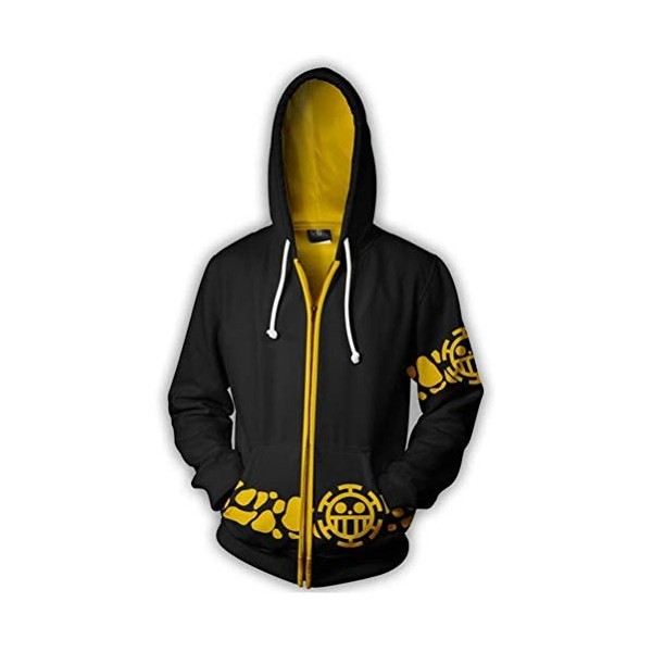 WANHONGYUE Anime One Piece Luffy 3D Imprimé Sweat à Capuche Hoodie Jacket Adulte Cosplay Zippé Veste Blouson Sweatshirt Mante