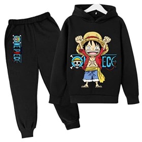 2022 Anime One Piece Garçons Survêtement Luffy Pulls Sweats Ensembles Enfants Sweat À Capuche et Pantalons De Jogging 4 À 14 