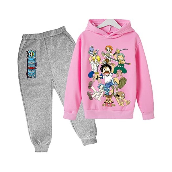 2022 Anime One Piece Garçons Survêtement Luffy Pulls Sweats Ensembles Enfants Sweat À Capuche et Pantalons De Jogging 4 À 14 
