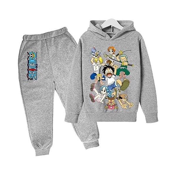 2022 Anime One Piece Garçons Survêtement Luffy Pulls Sweats Ensembles Enfants Sweat À Capuche et Pantalons De Jogging 4 À 14 