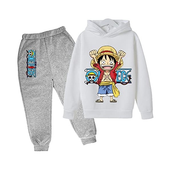 2022 Anime One Piece Garçons Survêtement Luffy Pulls Sweats Ensembles Enfants Sweat À Capuche et Pantalons De Jogging 4 À 14 