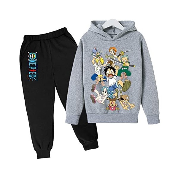 2022 Anime One Piece Garçons Survêtement Luffy Pulls Sweats Ensembles Enfants Sweat À Capuche et Pantalons De Jogging 4 À 14 