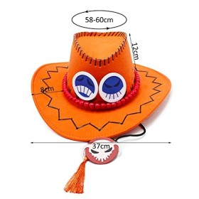 Portgas·D· Ace Chapeaux Chapeau de Cartoon Western pour costumes et déguisements Chapeau de cowboy Western accessoire de dégu