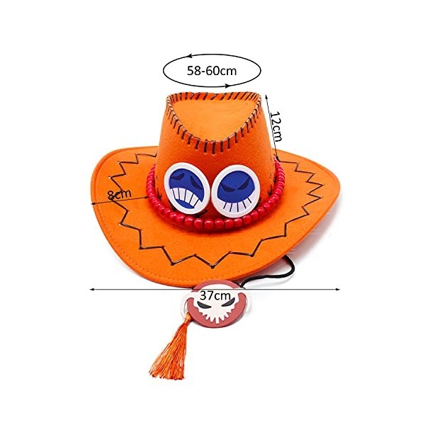 Portgas·D· Ace Chapeaux Chapeau de Cartoon Western pour costumes et déguisements Chapeau de cowboy Western accessoire de dégu