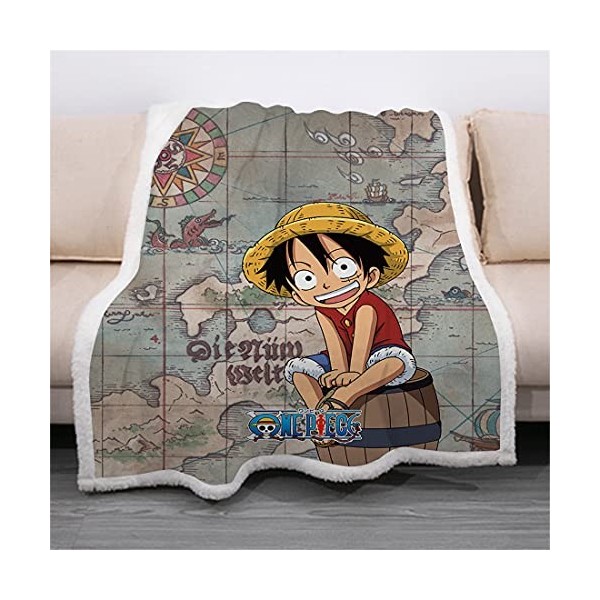 Anime One Piece Couvertures et Plaid Polaire en Peluche Sherpa Laine Mode Impression numérique 3D Microfibre Blanket pour can