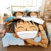 Anime Housse de Couette 140x200-100% Microfibre One Piece Parure de Lit Super Douce et Confortable, avec Housse de Couette