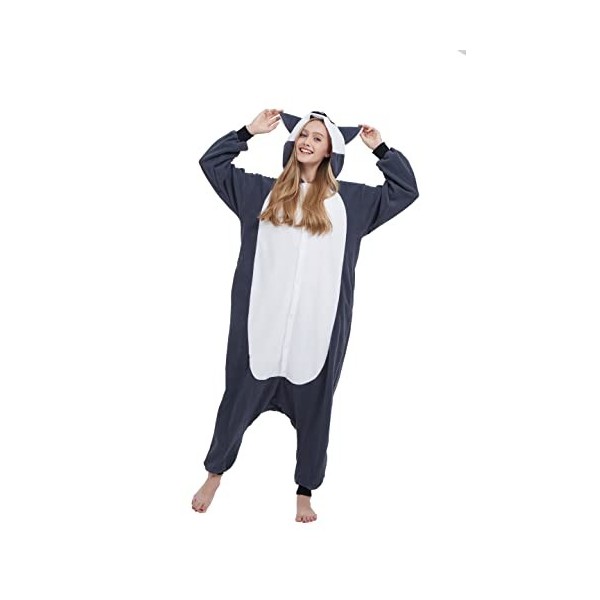 SimZoo Animal One Piece Pyjamas pour Adultes, Raton Laveur Cosplay Costume VêTements De Nuit pour Hommes Femmes, One Piece Un