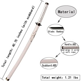 One Piece Anime Swords, Fait à la Main Katana Samurai Bamboo Sword Anime Original Texture Sword 41" avec Ceinture pour Cospla