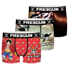 Boxer Enfant One Piece, Caleçon Garçon Luffy, Stretch et Ajustement Parfait Lot de 3 , Rouge, Noir, Taille 6/8 Ans