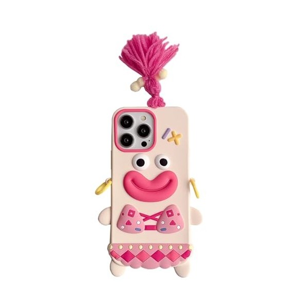 QoKcoahn Coque pour iPhone 13, coques de téléphone kawaii 3D dessin animé mignon et amusant ours mangeant du popcorn coque de