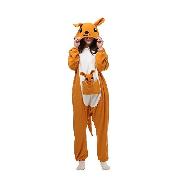 Silver_river Unisex Adult Kigurumi Kangourou Pajamas Animal Onesie One Piece Cosplay Costume Halloween Nightwear Jumpsuit Hoo