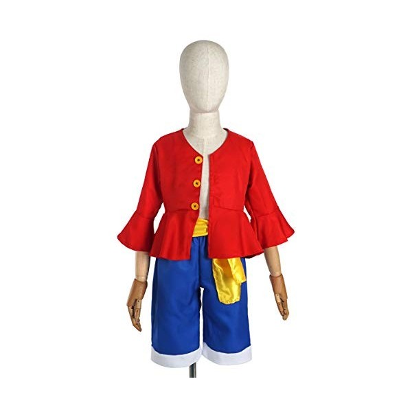 CoolChange Costume pour Enfants de Monkey D. Luffy après Saut dans Le Temps | Veste et Pantalon | Taille: 130