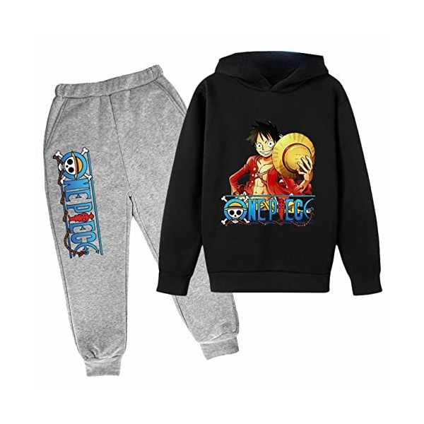 Anime One Piece Survêtement Mode 2 Pièces Ensemble Enfants Garçons Sweats À Capuche et Pantalons Vinsmoke Sanji Pull Imprimé 