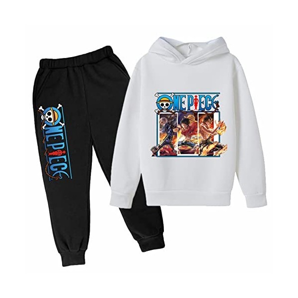 Anime One Piece Survêtement Mode 2 Pièces Ensemble Enfants Garçons Sweats À Capuche et Pantalons Vinsmoke Sanji Pull Imprimé 