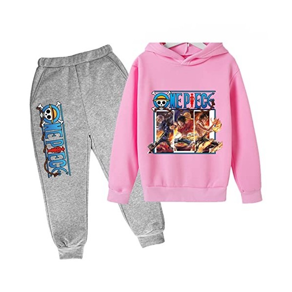 Anime One Piece Survêtement Mode 2 Pièces Ensemble Enfants Garçons Sweats À Capuche et Pantalons Vinsmoke Sanji Pull Imprimé 