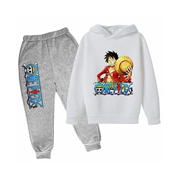 Anime One Piece Survêtement Mode 2 Pièces Ensemble Enfants Garçons Sweats À Capuche et Pantalons Vinsmoke Sanji Pull Imprimé 