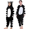 A2Z Kids Toison Onesie One Piece Encapuchonné Filles Garçons Super Mou - E.Soft Cat Black._13