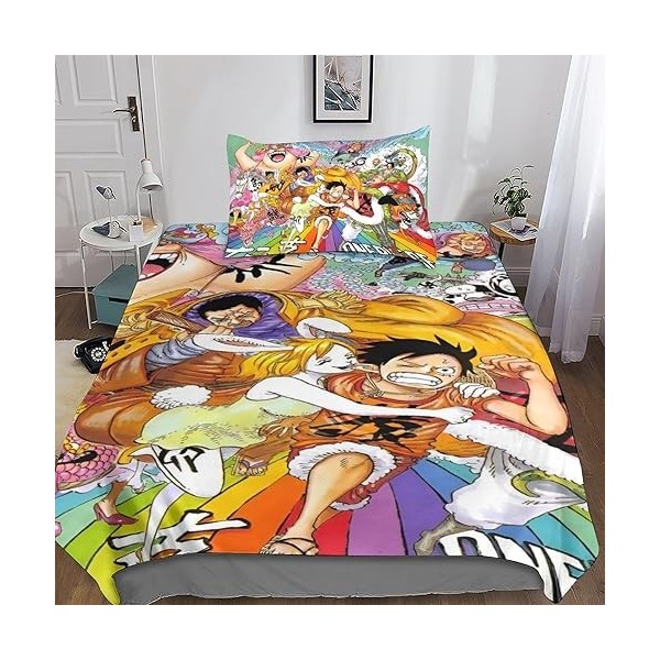 One Piece Housse De Couettes Parure De Lit Parure Luffy Anime Housses De Couettes 3D Chambre Décor 2 pièces Ensemble De Liter