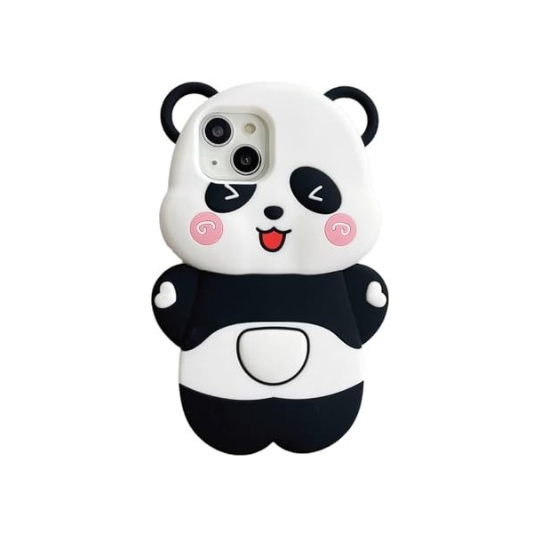 QoKcoahn Coque pour iPhone 13, coques de téléphone kawaii 3D dessin animé mignon et amusant ours mangeant du popcorn coque de
