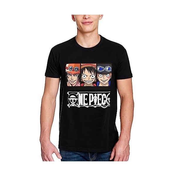 Elbenwald One Piece T-Shirt avec Motif Crew pour Les Fans danime Hommes Femmes Unisexe Coton Noir - M