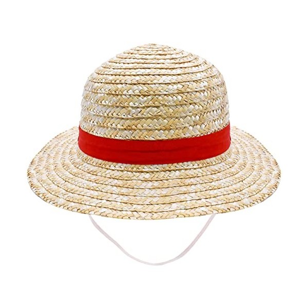 Chapeau de Paille Luffy - Chapeau de Paille Luffy Multifonctionnel avec Personnage de Dessin animé pour Soleil dété Protecti