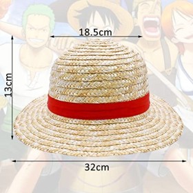 Chapeau de Paille Luffy - Chapeau de Paille Luffy Multifonctionnel avec Personnage de Dessin animé pour Soleil dété Protecti