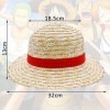 Chapeau de Paille Luffy - Chapeau de Paille Luffy Multifonctionnel avec Personnage de Dessin animé pour Soleil dété Protecti